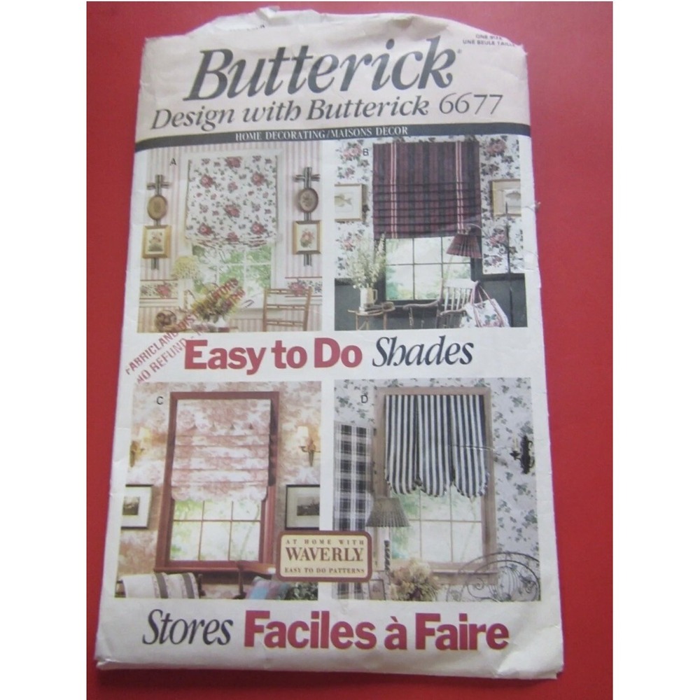 Butterick 6677 Sewing Pattern Easy To Do Shades Home Decor Uncut Waverly